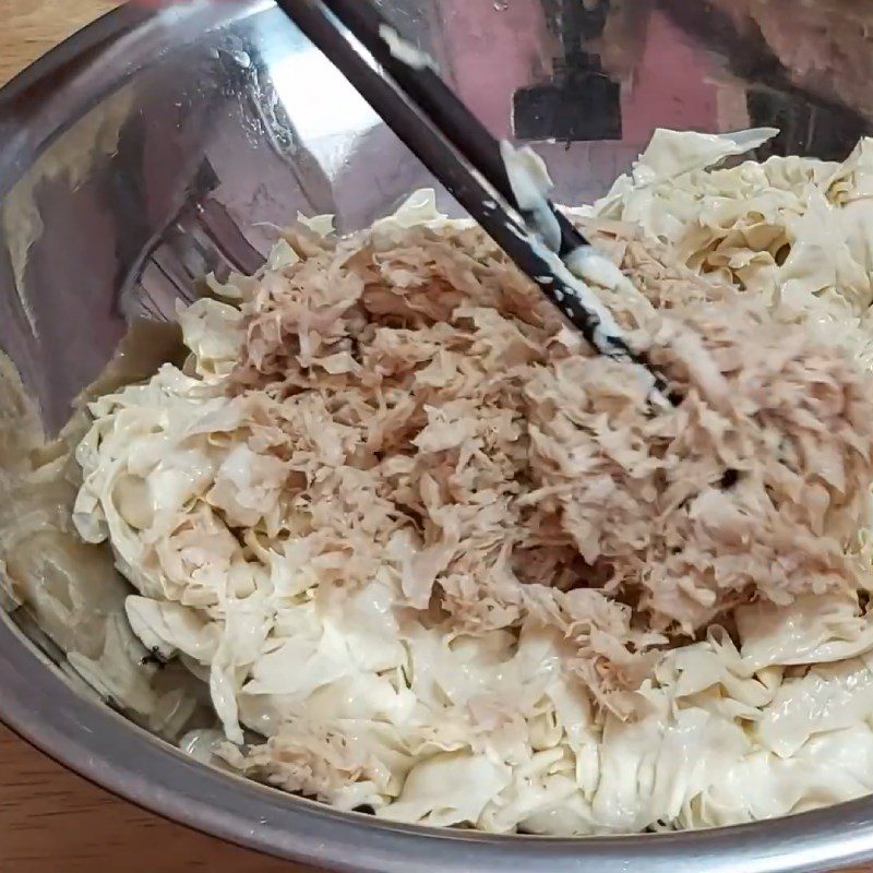 Step 2 Mix the fish cake for Steamed Vegetarian Fish wrapped in Rice Paper