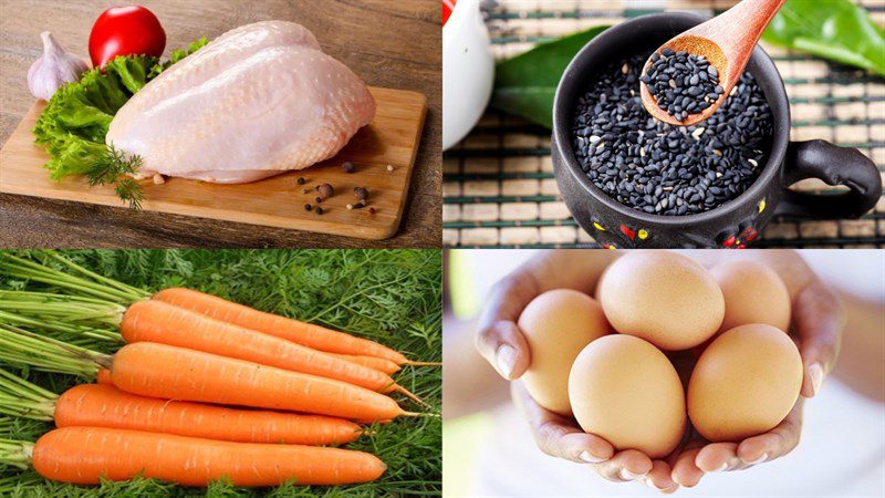 Ingredients for fried chicken with sesame
