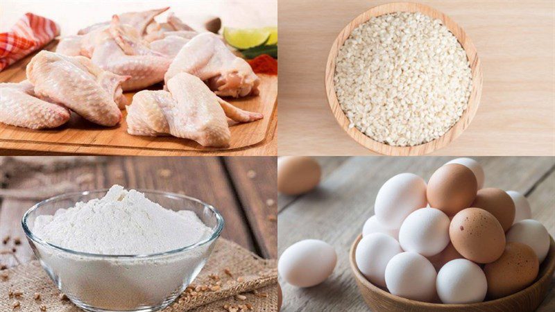 Ingredients for sesame fried chicken dish
