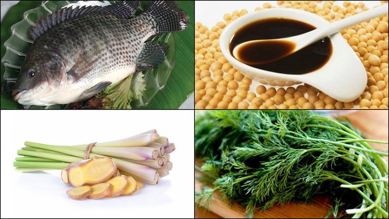 Ingredients for soy sauce steamed tilapia and beer steamed tilapia