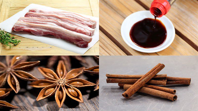 Ingredients for the dish 3 ways to make braised pork belly