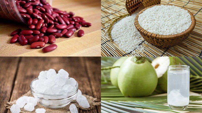 Ingredients for Red Bean Dessert with Sticky Rice