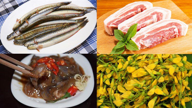 Ingredients for linh fish hot pot dish