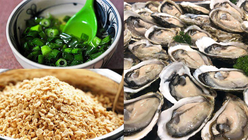 Ingredients for grilled oysters with onion fat using an air fryer