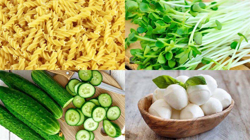 Ingredients for 3 ways to make pasta salad