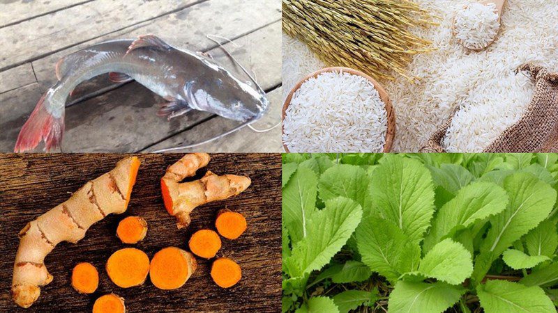 Ingredients for catfish porridge dish