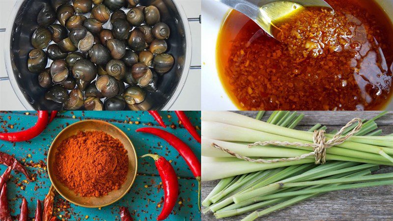 Ingredients for the dish steamed sea snails with lemongrass and spicy