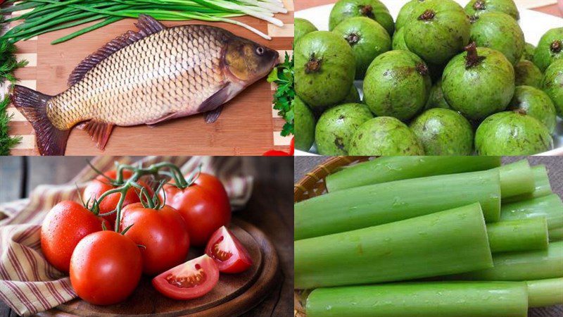 Ingredients for carp soup cooked with sấu