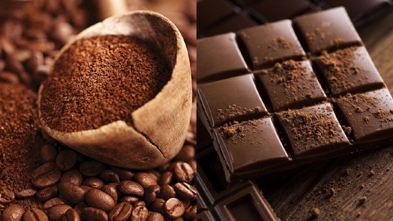 Ingredients for chocolate coffee and milk chocolate coffee