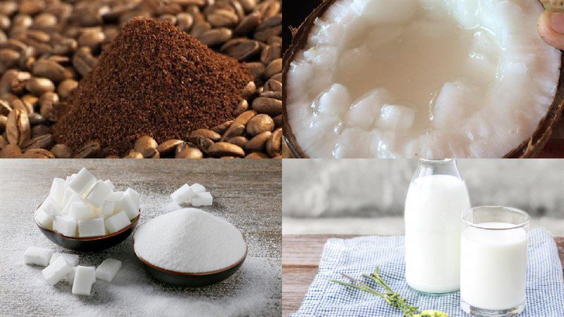 Ingredients for coconut coffee smoothie