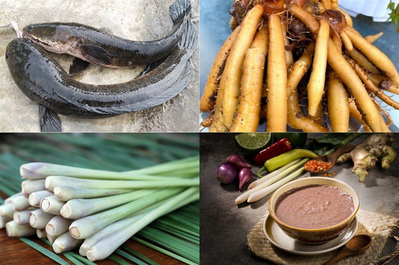 Ingredients for Chau Doc fish noodle dish