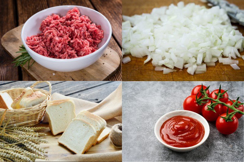 Ingredients for the dish 2 ways to make beef sandwich
