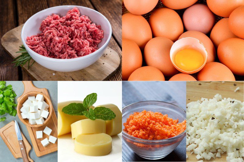 Ingredients for steamed soft tofu with minced meat