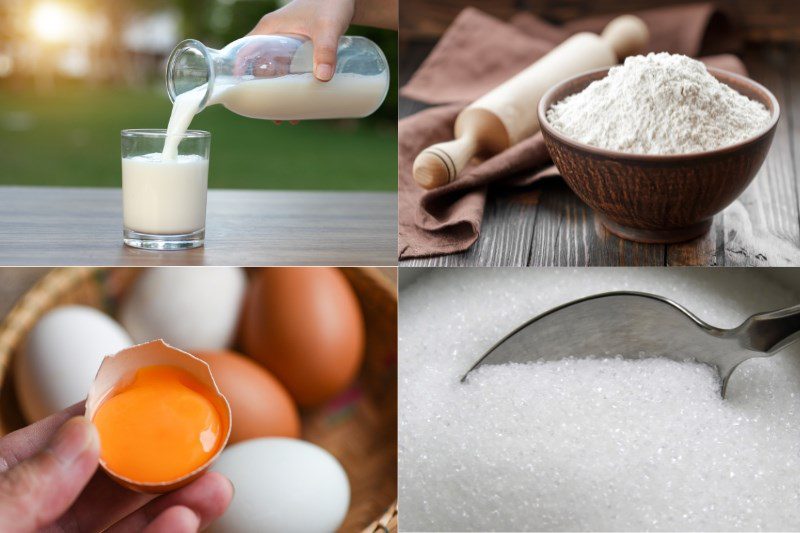 Ingredients for fried fresh milk cake