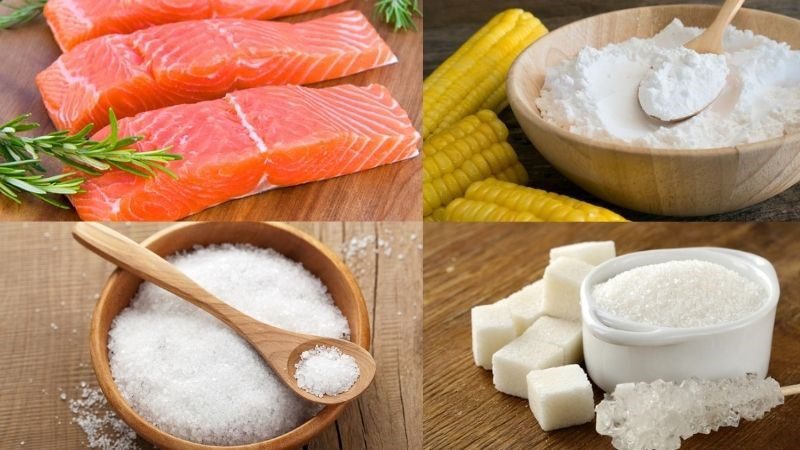 Ingredients for crispy fried salmon dish