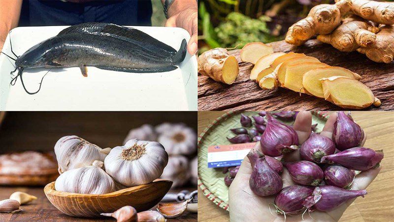 Ingredients for catfish stewed with ginger