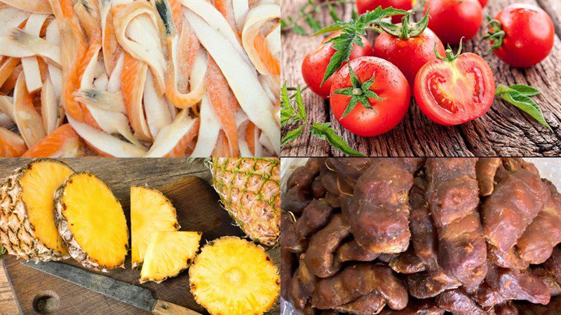 Ingredients for sour salmon soup