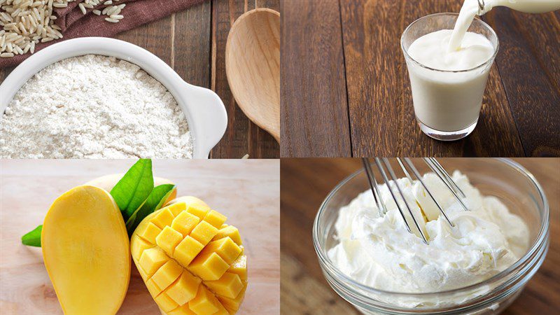 Ingredients for mango mochi ice cream dish