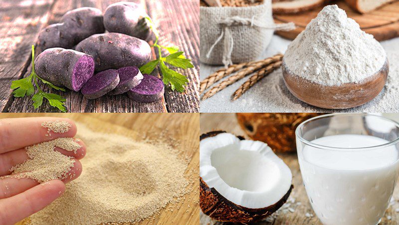 Ingredients for purple sweet potato cake