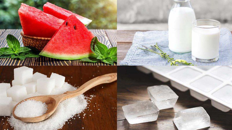 Ingredients for watermelon with milk dish