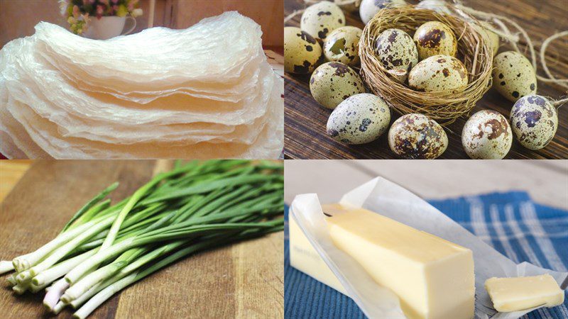 Ingredients for grilled rice paper in a non-stick pan