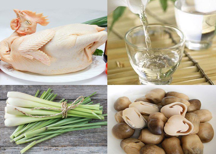 Ingredients for steamed chicken with wine