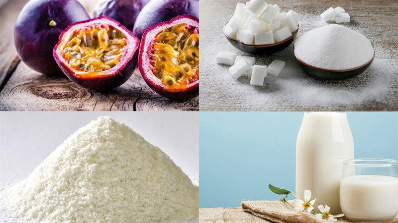 Ingredients for passion fruit jelly dish