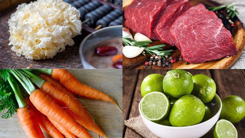 Ingredients for the snow mushroom beef salad