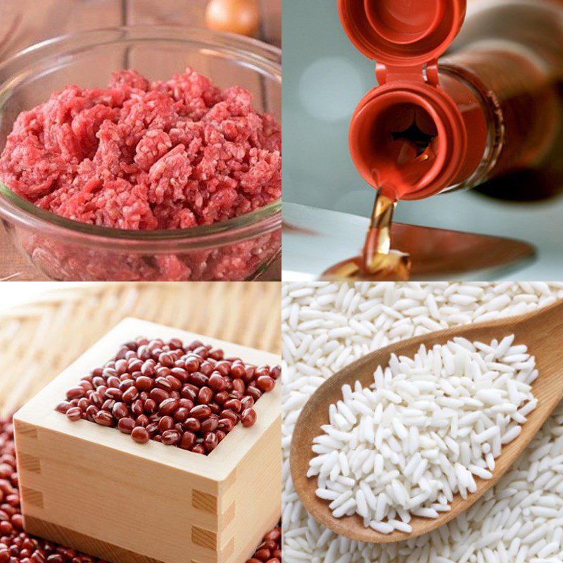 Ingredients for the dish 3 ways to cook red bean congee