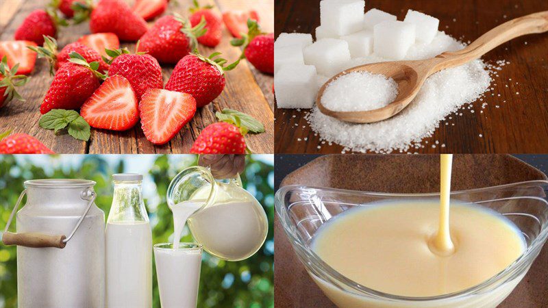 Ingredients for strawberry bingsu