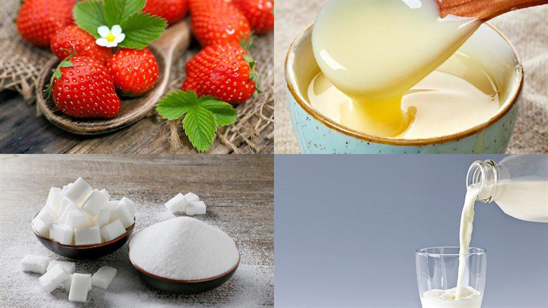 Ingredients for strawberry bingsu