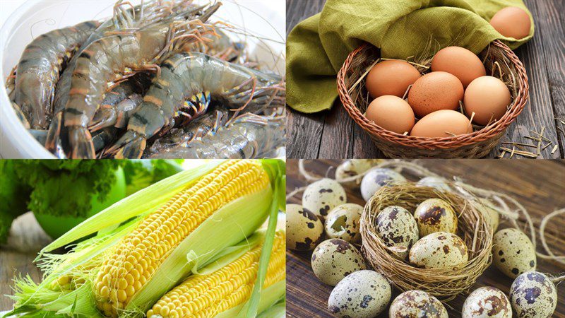 Ingredients for shrimp corn soup