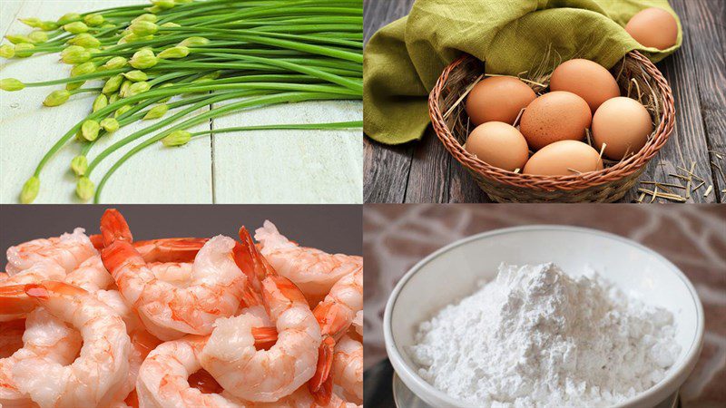 Ingredients for the dish 2 ways to make potato shrimp cakes and chive shrimp cakes