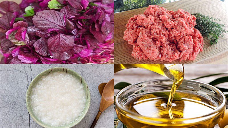 Ingredients for beef and amaranth porridge