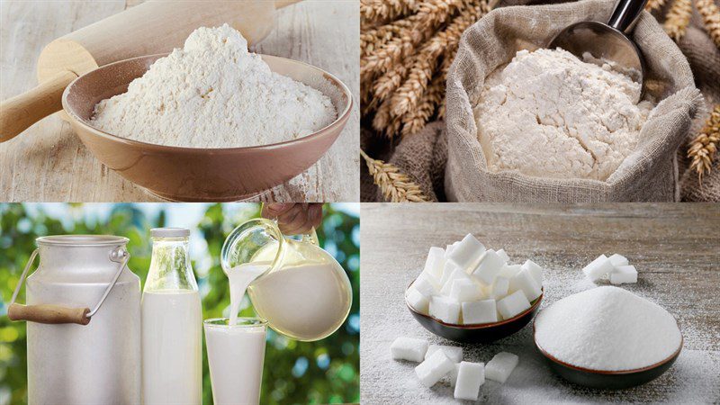 Ingredients for the dish of crispy fresh milk cake