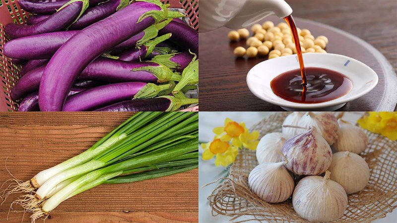 Ingredients for steamed eggplant with soy sauce