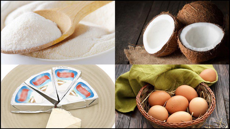 Ingredients for coconut jelly cheese dish