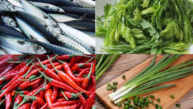 Ingredients for sour tamarind soup with mackerel