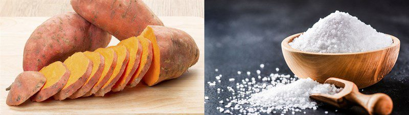 Ingredients for 3 ways to roast sweet potatoes using an air fryer