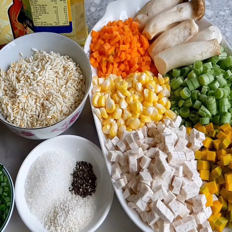 Ingredients for vegetarian vegetable porridge