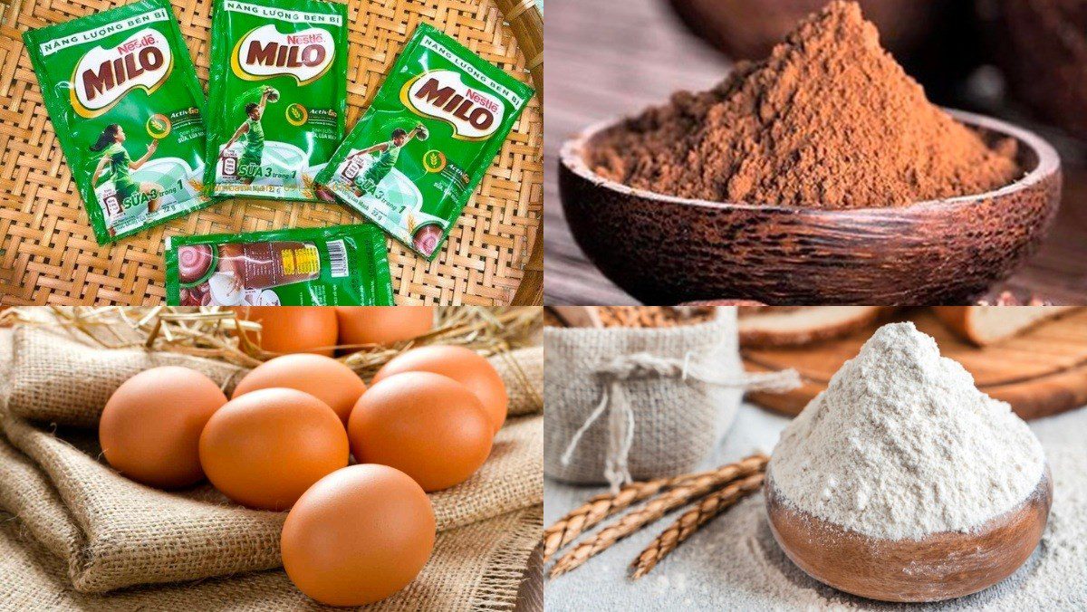 Ingredients for chocolate cocoa cake
