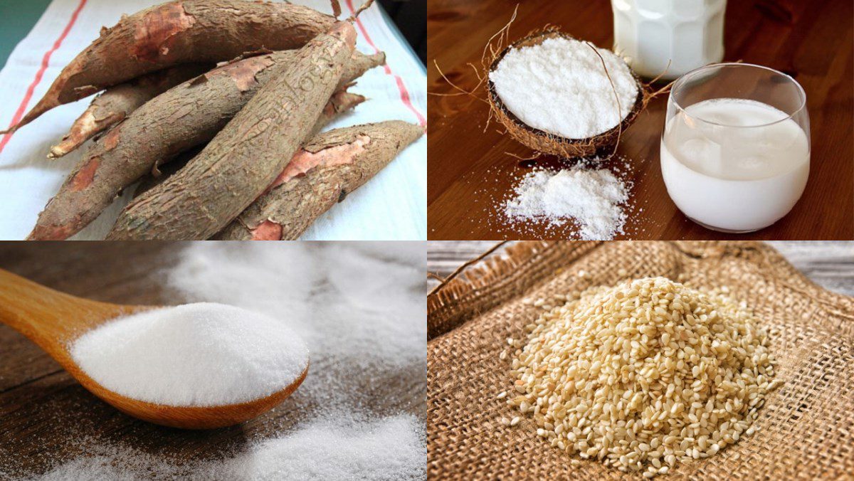 Ingredients for grilled cassava cake using an air fryer