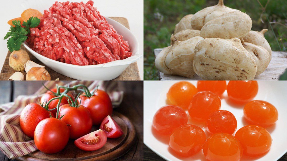 Ingredients for salted egg meatball bread