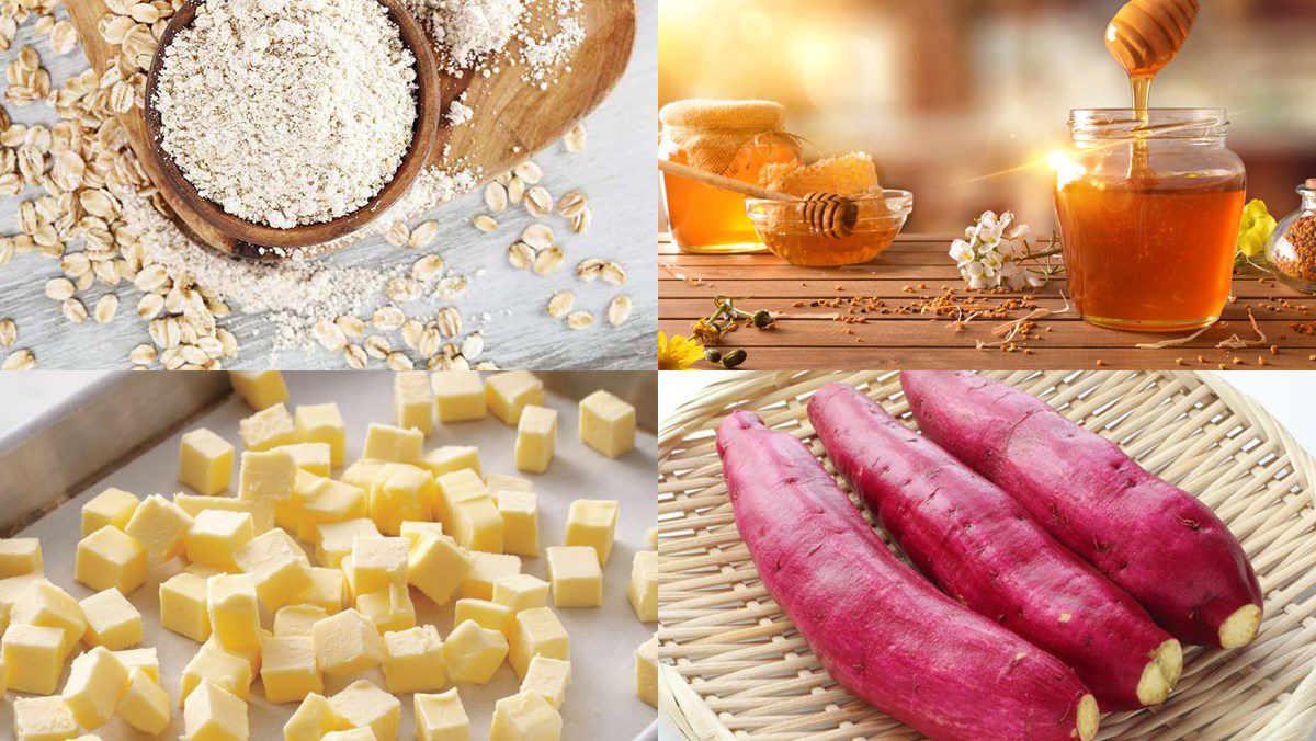 Ingredients for oatmeal cookie dish