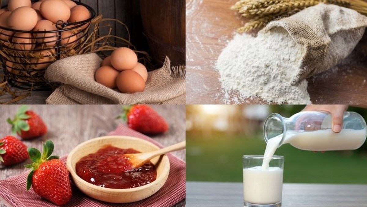 Ingredients for strawberry tart dish