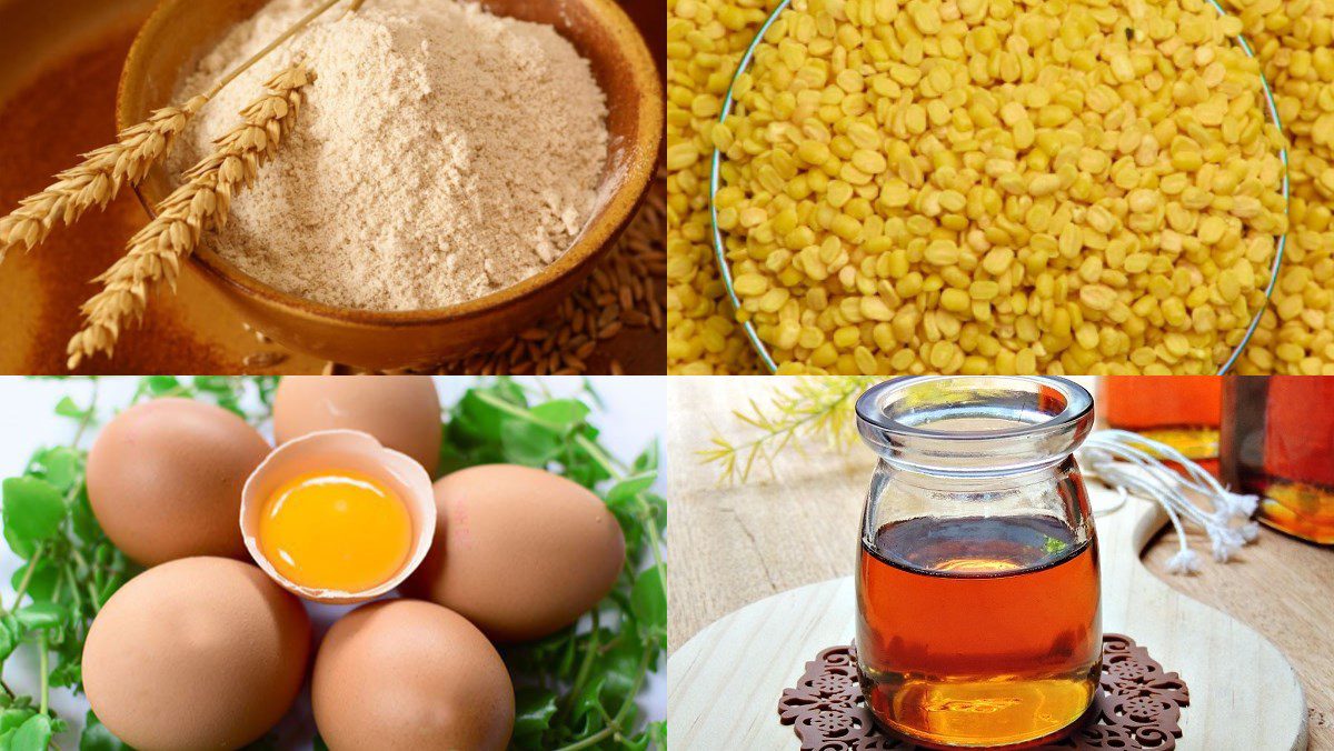 Ingredients for mooncake with mung bean filling