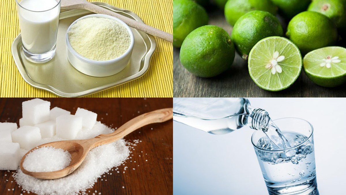 Ingredients for the cake from powdered milk