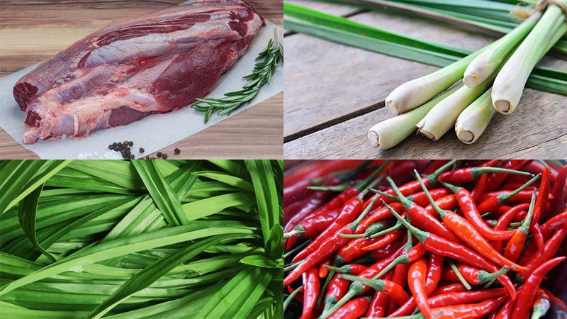 Ingredients for lemongrass steamed beef