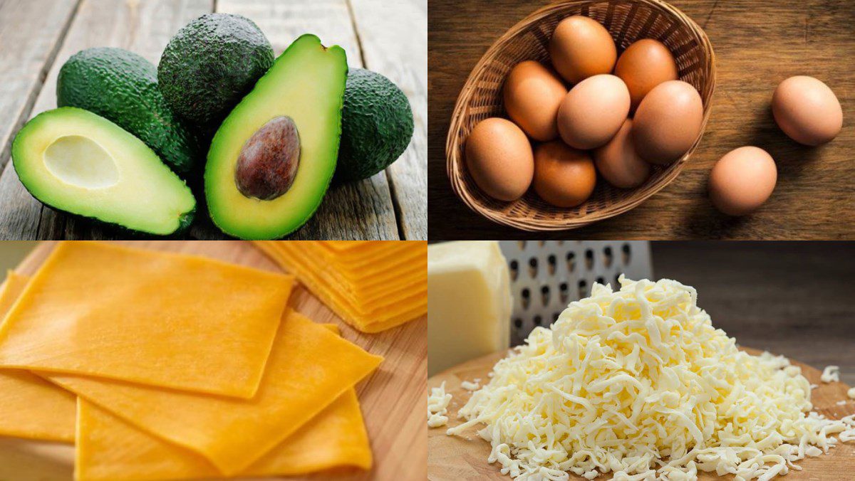 Ingredients for baked avocado with cheese egg