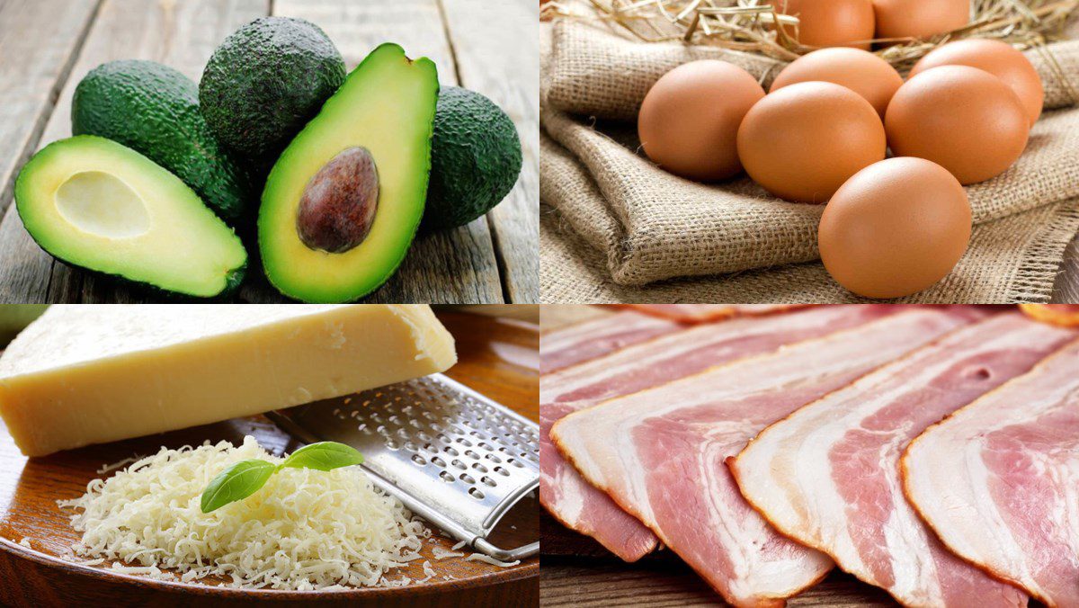 Ingredients for baked avocado with egg and cheese